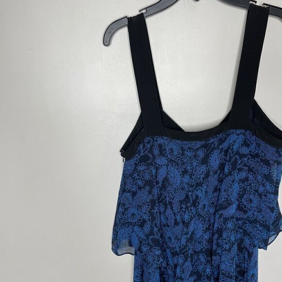 DEREK LAM 10 Crosby Dress Womens 6 Two Tier Cami Midi Silk Blue Midnight - Picture 8 of 14